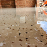 Concrete floor resurfacing - Grind and Seal, exposed aggregate look with large stones